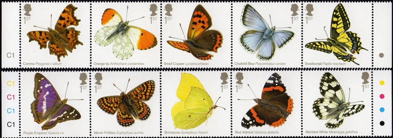 Bộ tem bướm Anh ph&aacute;t h&agrave;nh năm 2013