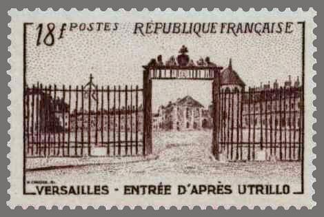 Name:  timbre france 1952 - 0939 - Grille d entree du chateau de Versailles d apres Utrillo.jpg
Views: 448
Size:  28.3 KB