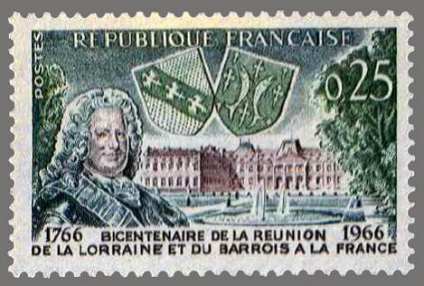 Name:  timbre france 1966 - 1483 - Portrait de Stanislas Leczinski et chateau de Luneville et armoiries.jpg
Views: 401
Size:  39.7 KB