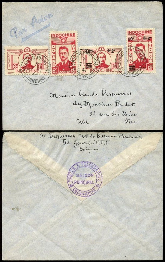 Một phong bì thực gửi năm 1947 từ Sài Gòn 